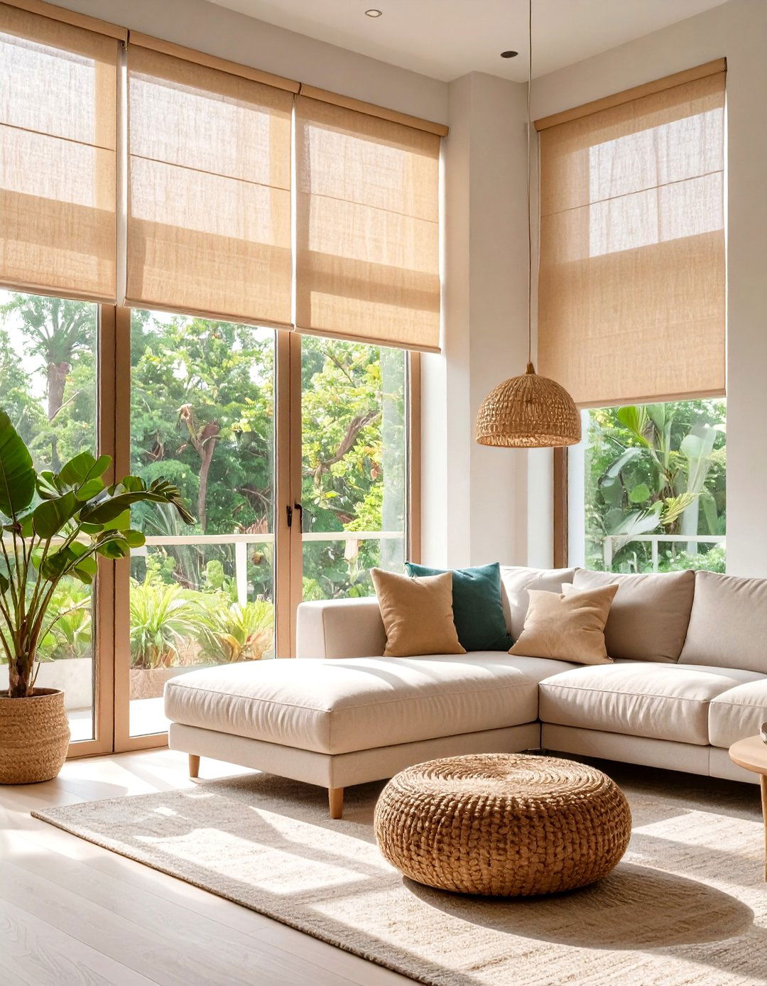 Eco Friendly Natural Fiber Shades - 30 window treatment ideas for living room
