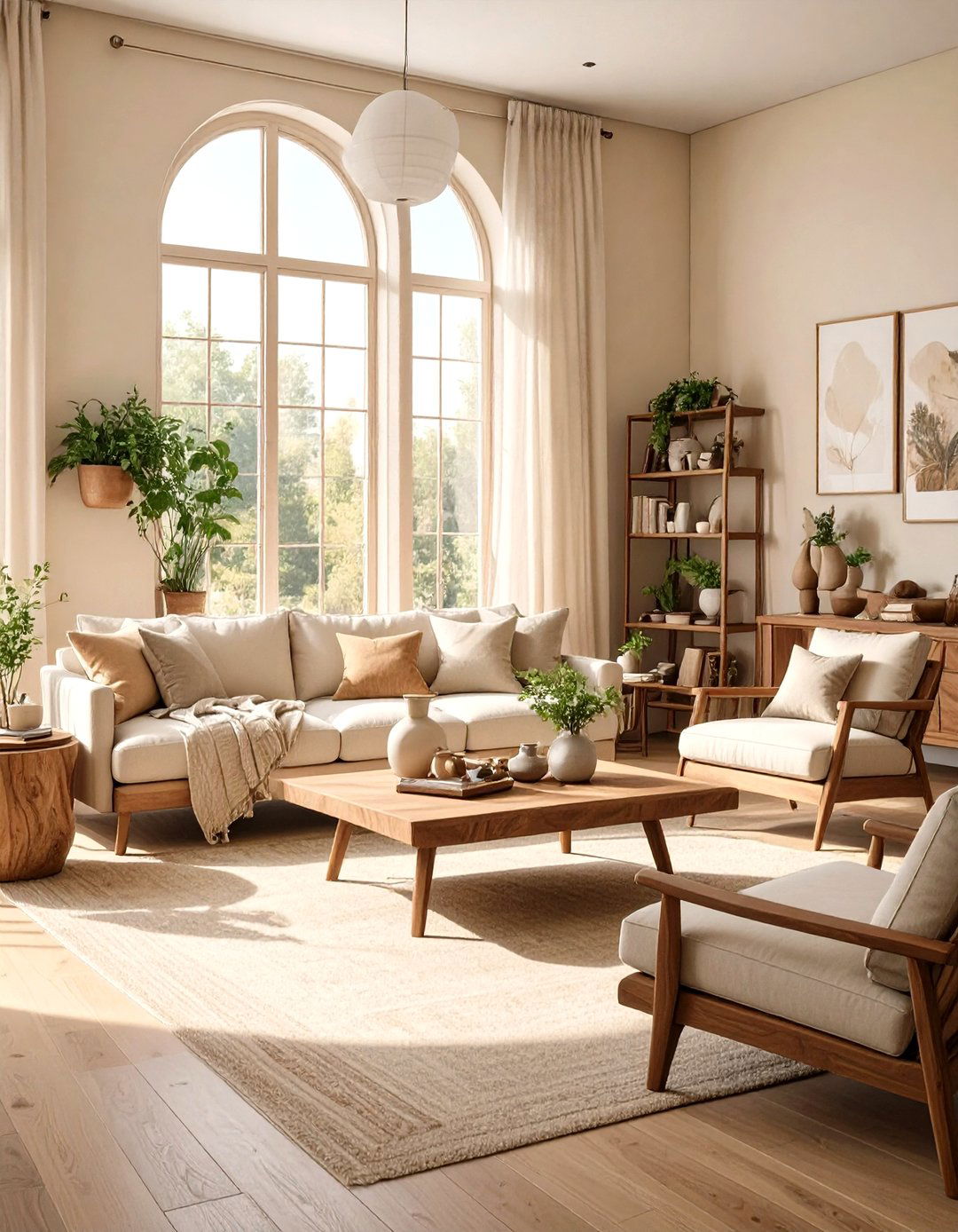 Ecru and Wood Tones Living Room - 30 neutral living room color ideas