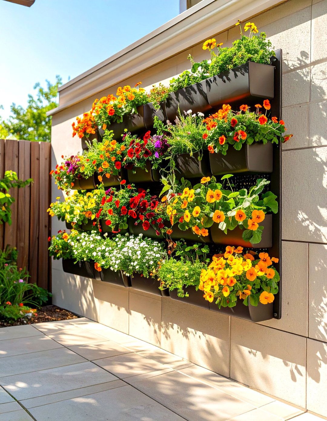 Edible Flower Living Wall - 30 vertical garden ideas