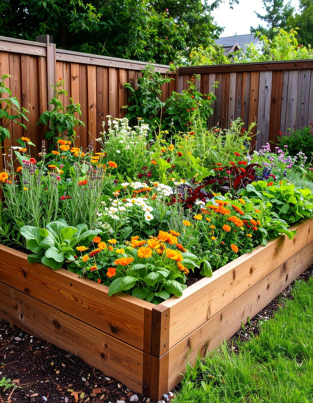 Edible Flower and Herb Garden Bed - 30 backyard flower bed ideas