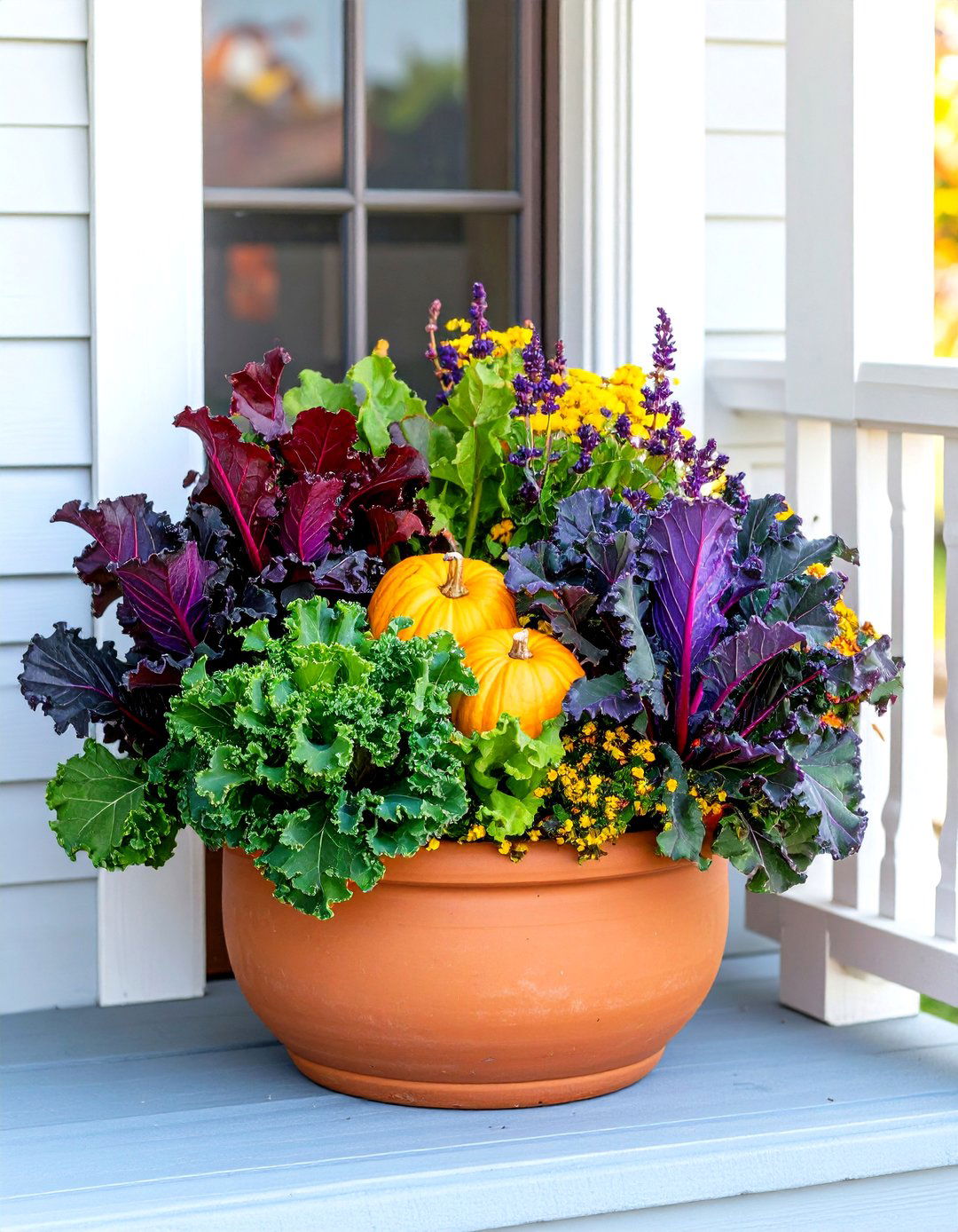 Edible Garden Fall Planter - 30 front porch fall planter ideas