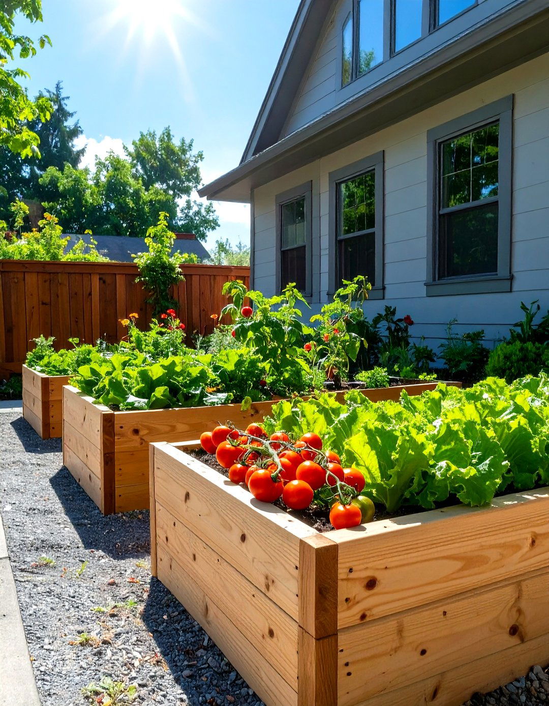 Edible Garden with Raised Vegetable Beds - 30 side of house landscaping ideas