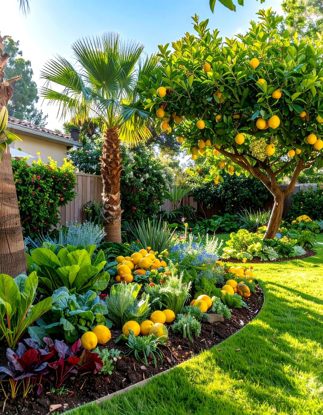 Edible Landscape with Fruiting Palm Trees - 30 front yard palm tree landscape design ideas