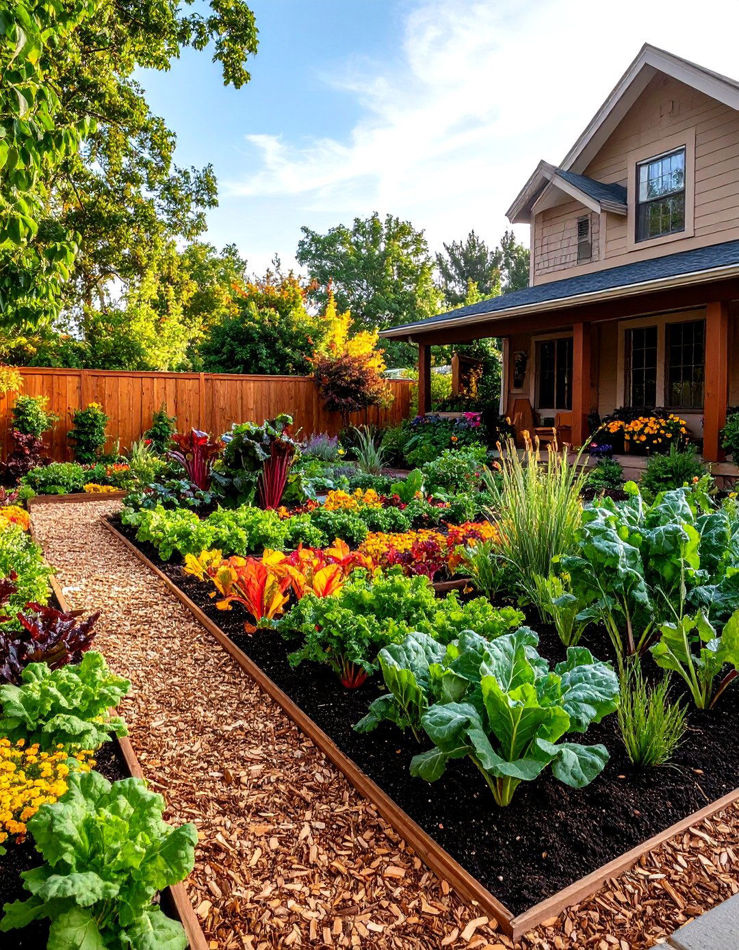 Edible Landscape with Mulch - 30 front yard mulch ideas