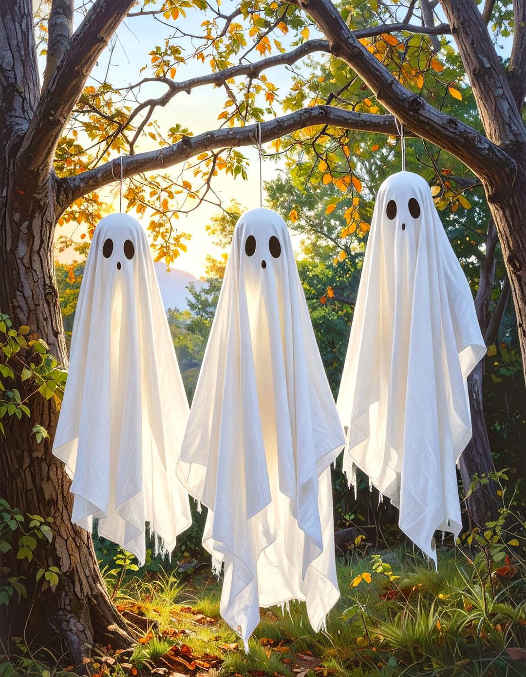 Eerie Ghostly Figures from Cheesecloth - 30 outdoor halloween decoration ideas