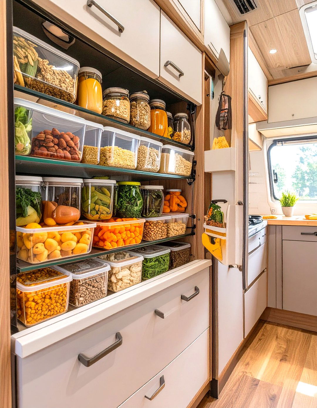 Efficient RV Kitchen Pantry System - 30 rv interior design ideas