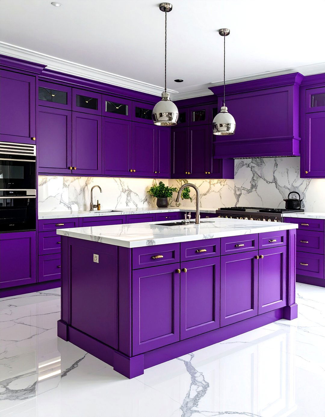 Eggplant Purple Statement Kitchen - 30 kitchen painting ideas