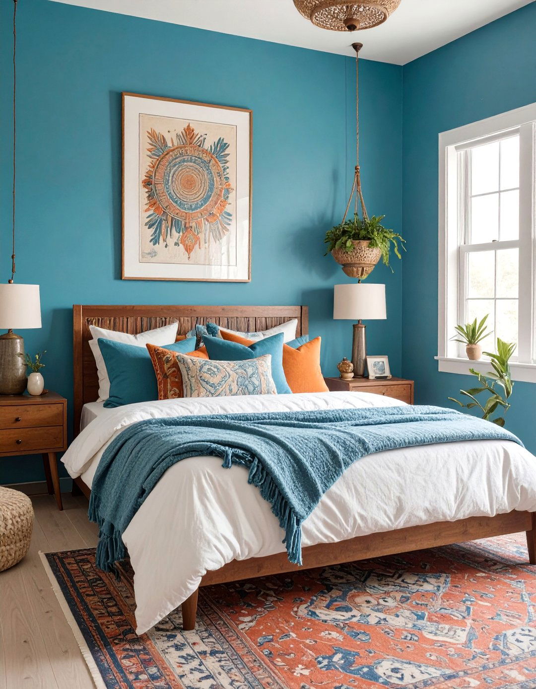 Electric Blue Eclectic Bedroom - 30 blue bedroom ideas