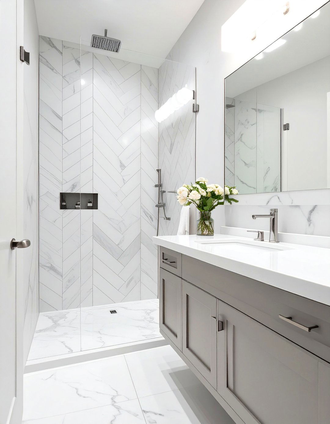 Elegant Chevron Pattern Tile Bathroom - 30 bathroom wall tile ideas