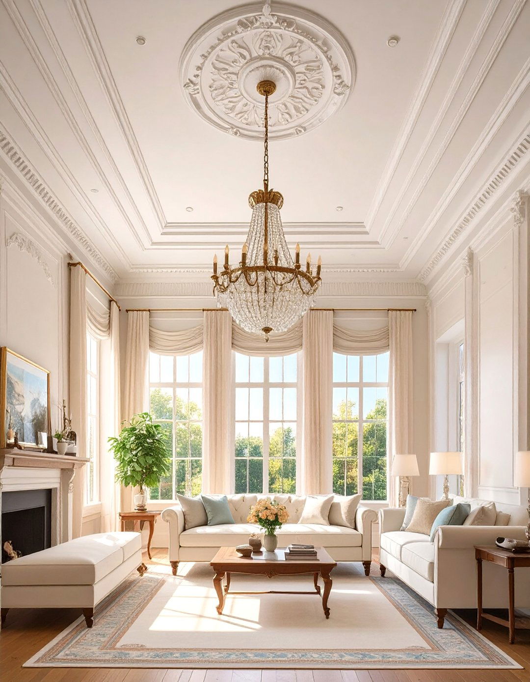 Elegant Crown Molding Framework - 30 ceiling ideas for living room