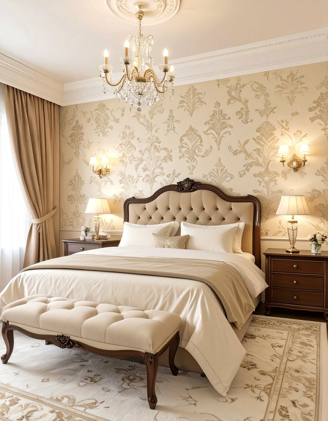 Elegant Damask Pattern Bedroom - 30 classy bedroom wallpaper designs