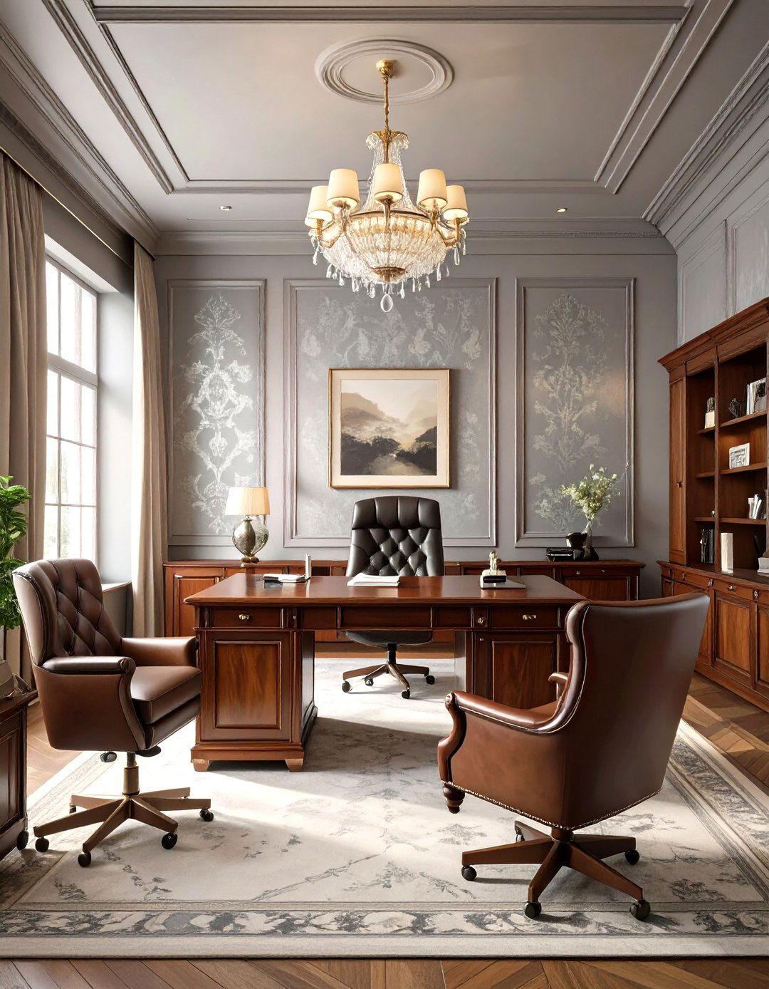 Elegant Damask Pattern Office Wallpaper - 30 office wallpaper ideas