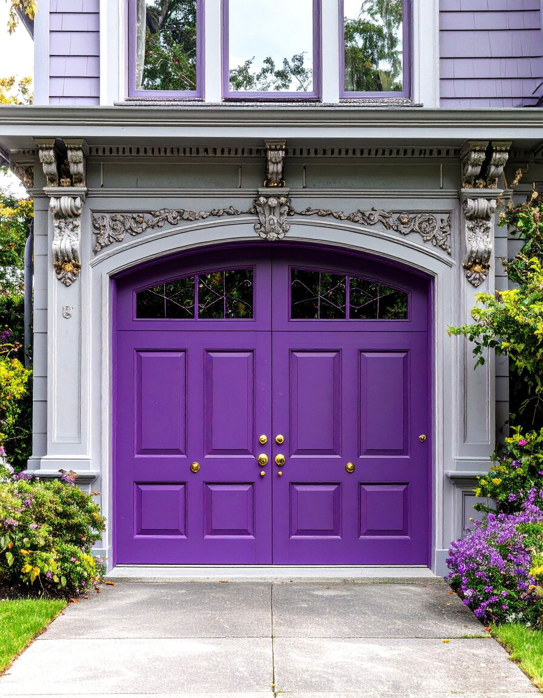 Elegant Eggplant Purple - 30 garage door color ideas