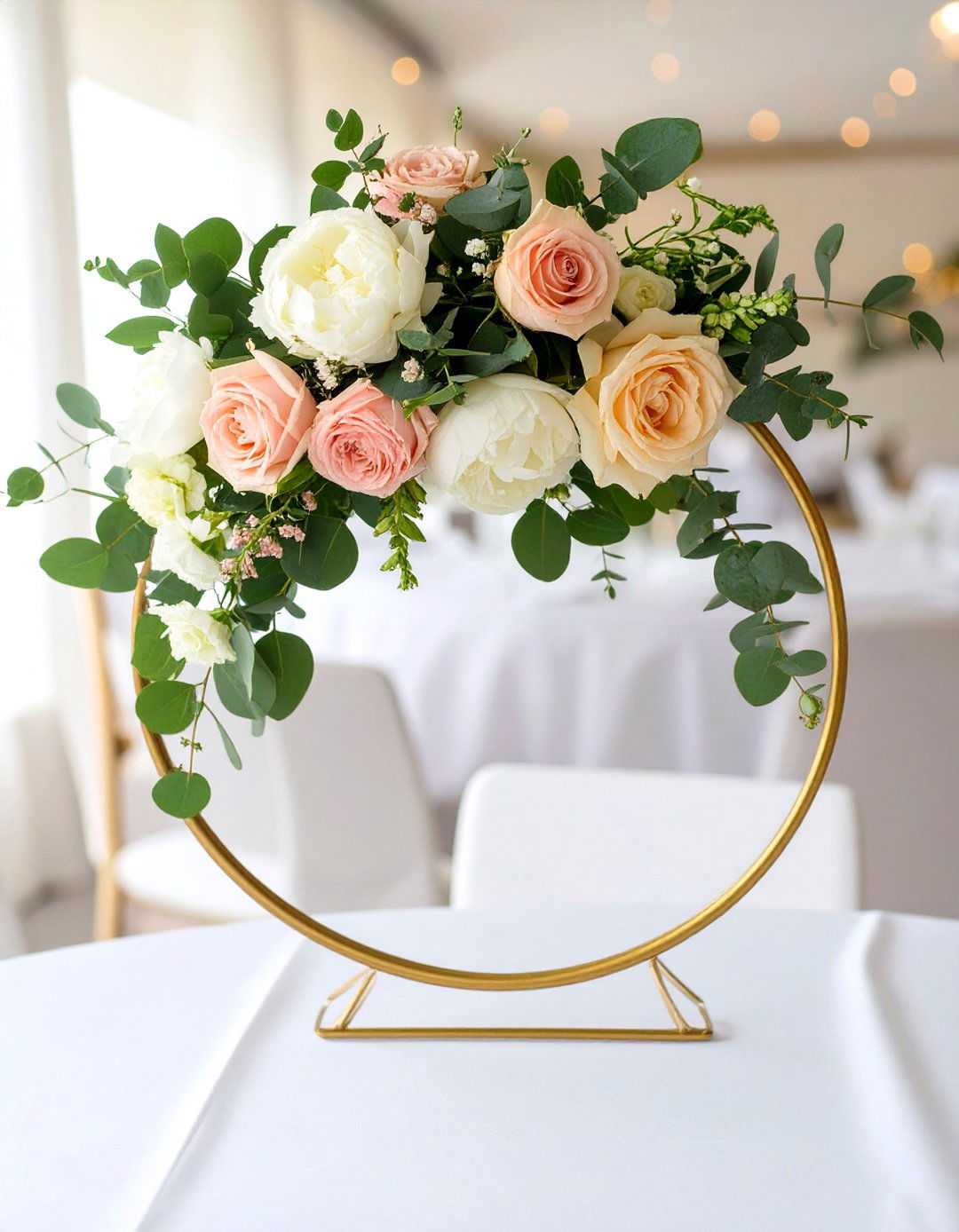 Elegant Floral Hoop Ring - 30 baby shower centerpiece ideas
