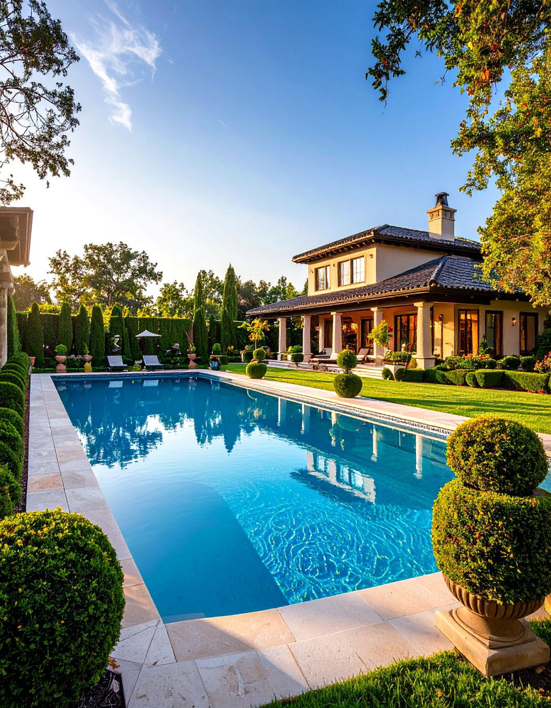Elegant Formal Symmetrical Design - 30 pool landscaping design ideas