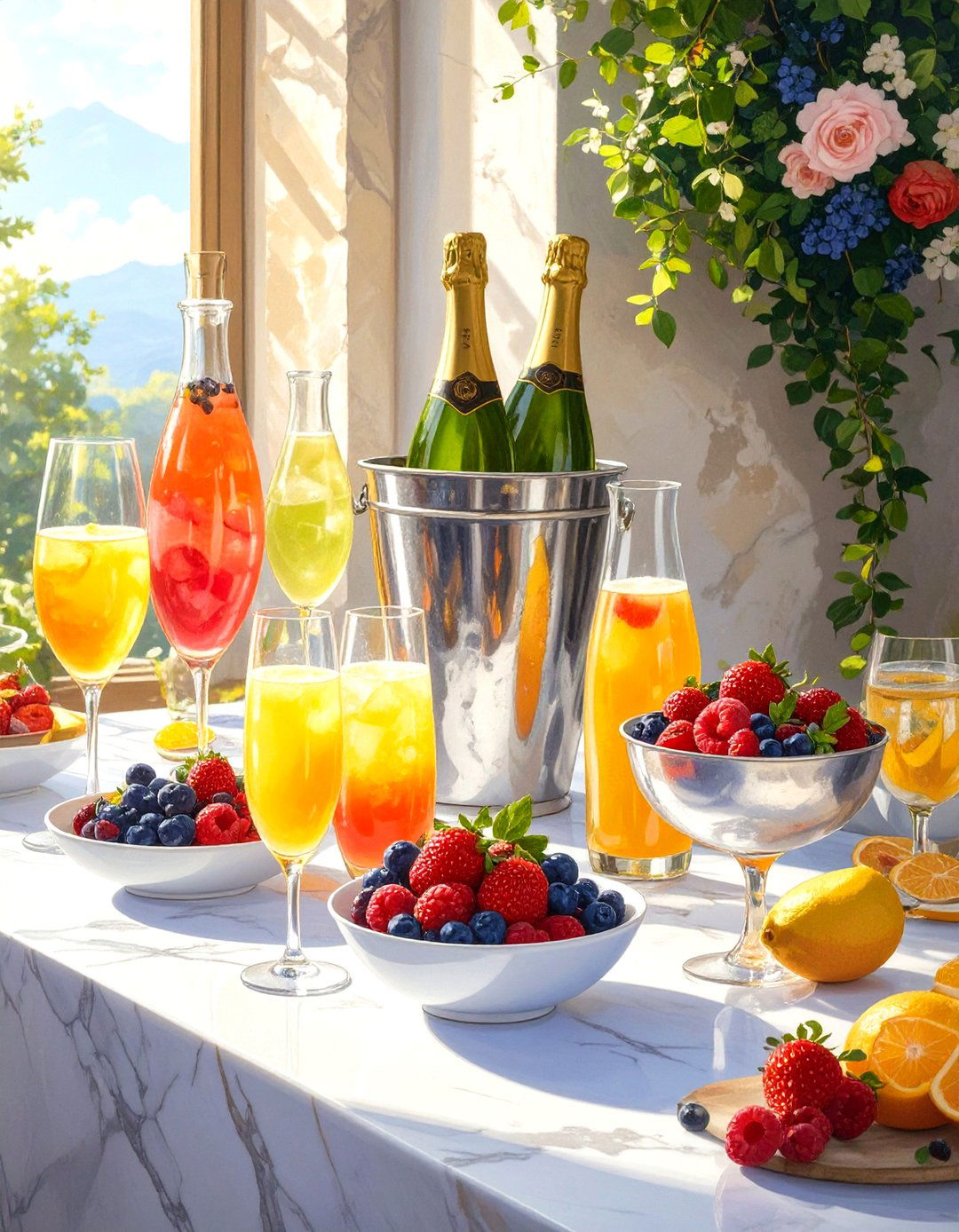 Elegant Mimosa Bar Setup - 30 wedding shower decor ideas