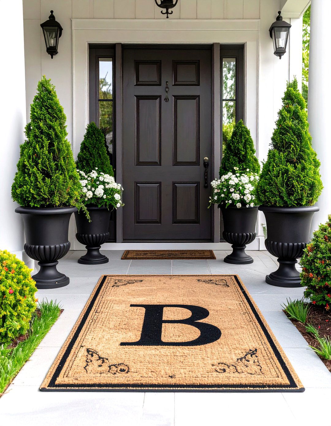 Elegant Monogrammed Door Mat - 30 front porch rug ideas