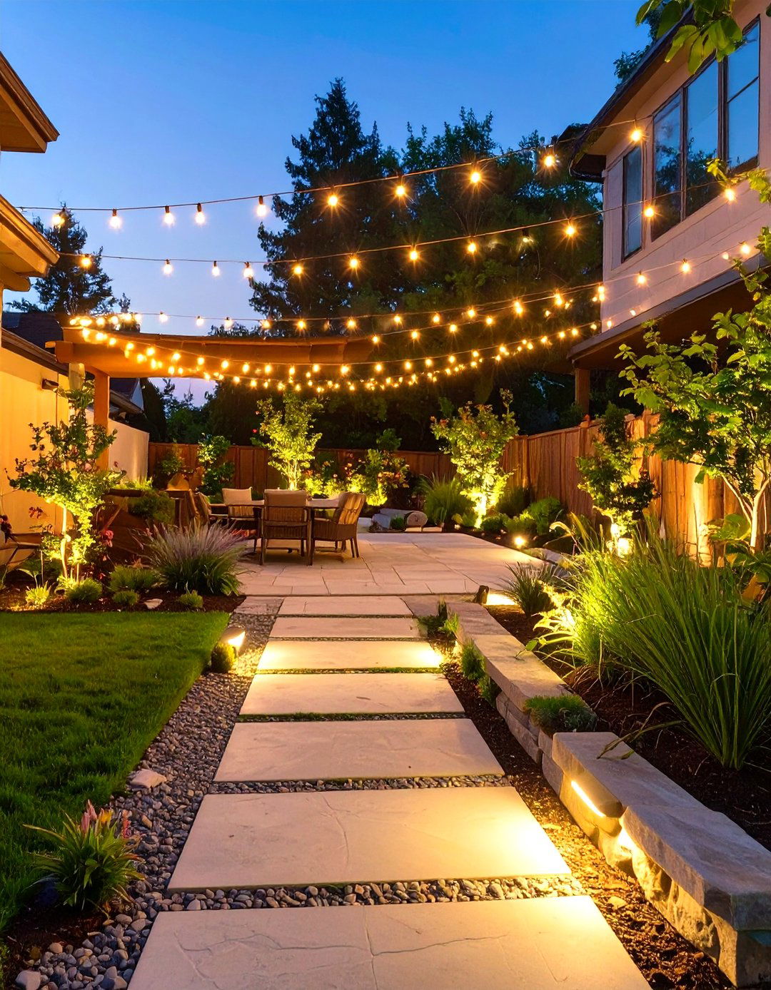 Elegant Outdoor Lighting Scheme - 30 small backyard ideas no grass