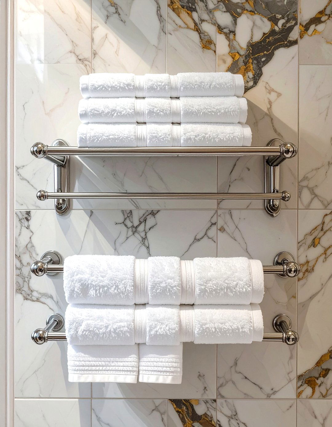 Elegant Train Rack Towel Shelf - 30 bathroom towel rack ideas