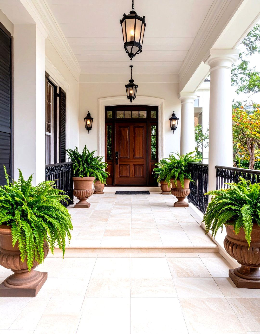 Elegant Travertine Tile Flooring - 30 front porch flooring ideas