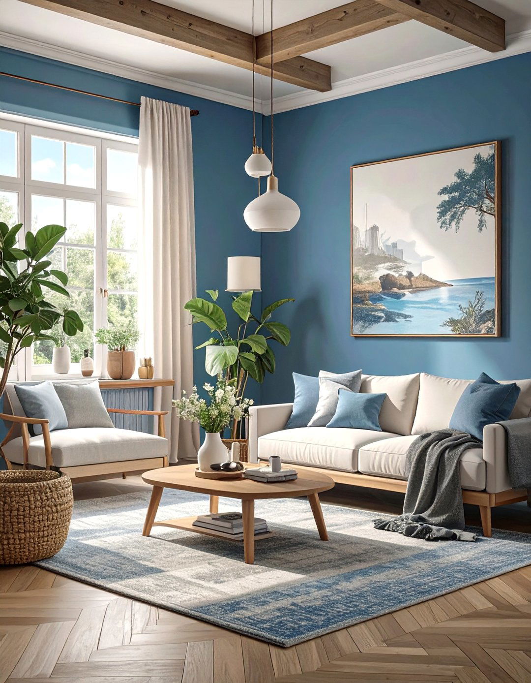 Elemental Blue Tranquility Living Room - 30 color trends 2025 living room interior design trends 2025