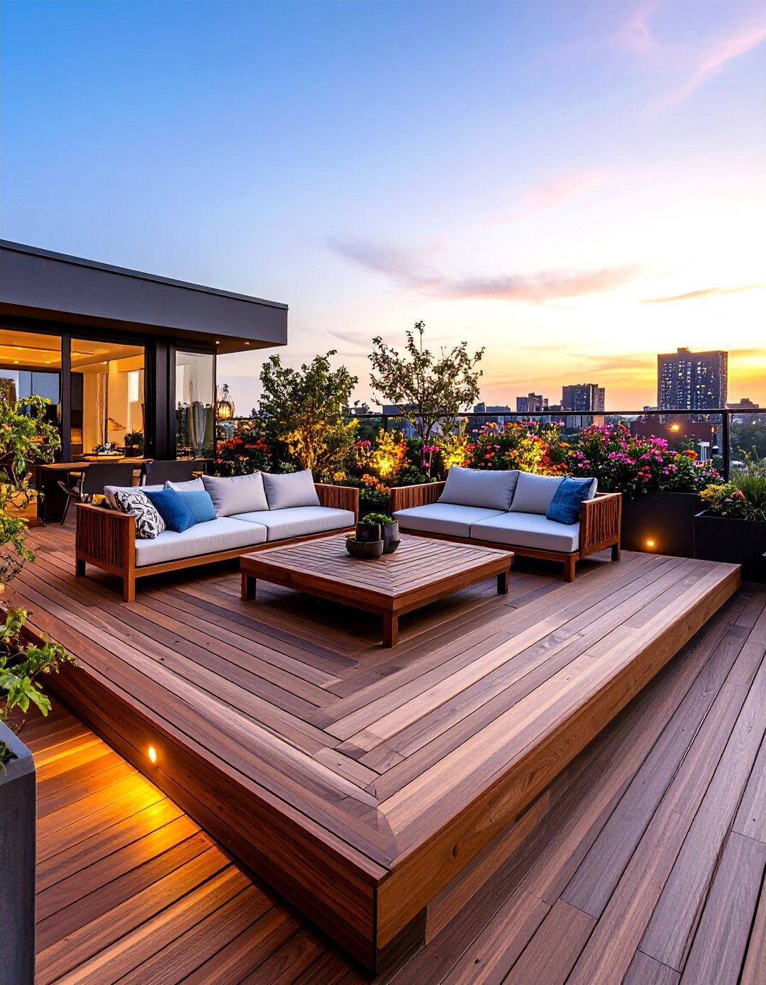 Elevated Ipe Wood Tile Deck - 30 backyard floor ideas