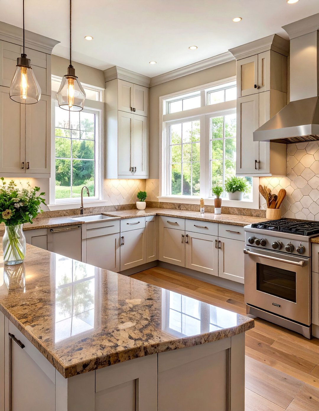 Elongated Hexagon Tile Backsplash - 30 backsplash ideas for fantasy brown granite countertops