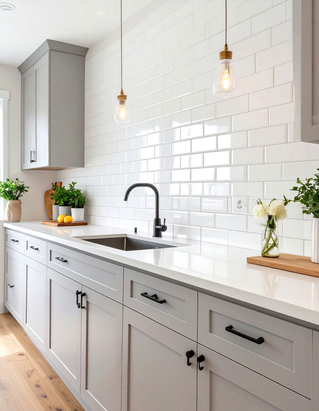 Elongated White Subway Tile Backsplash - 30 white kitchen backsplash ideas