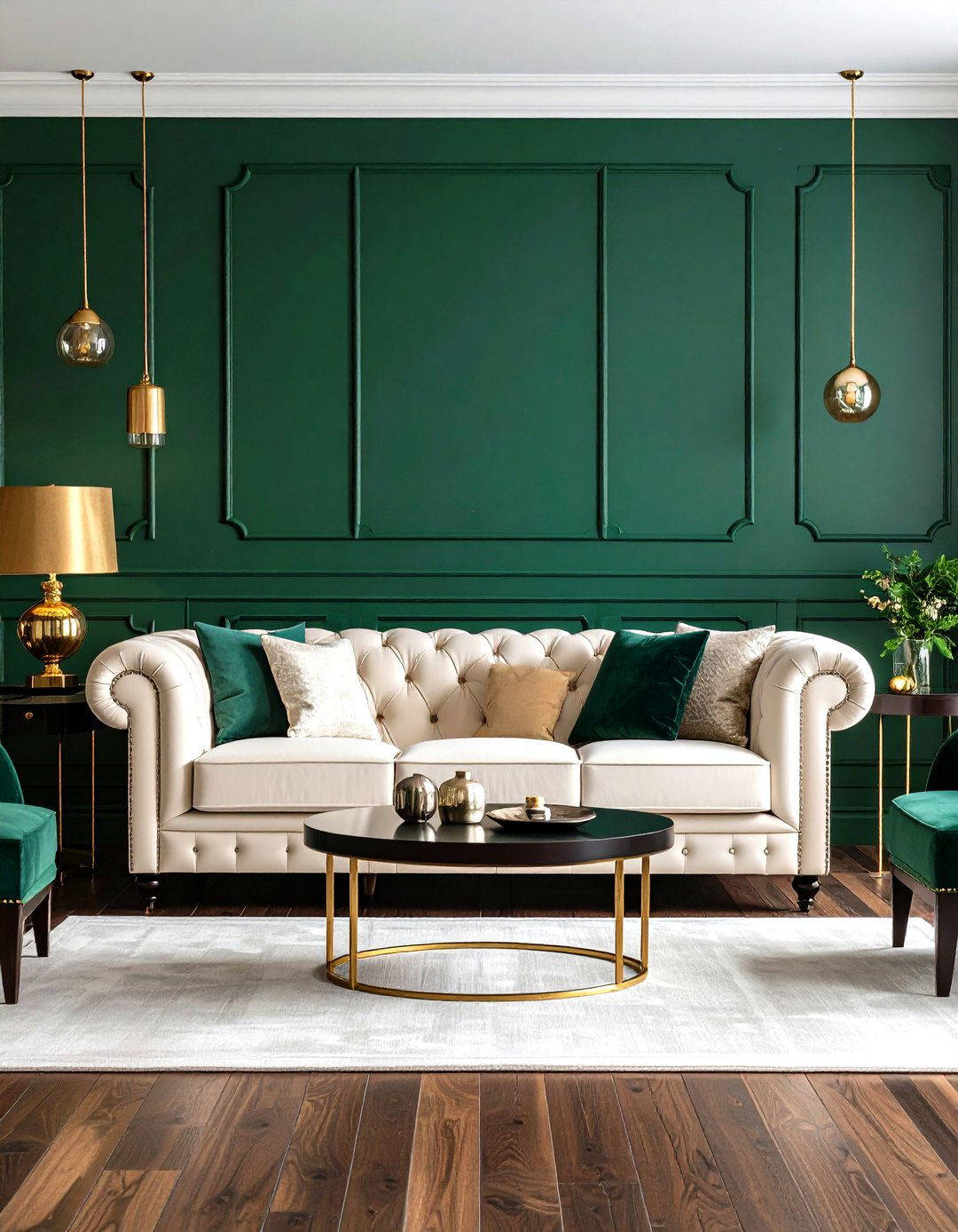 Emerald Green Accent Wall For An Elegant Living Room - 30 living room paint ideas with accent wall