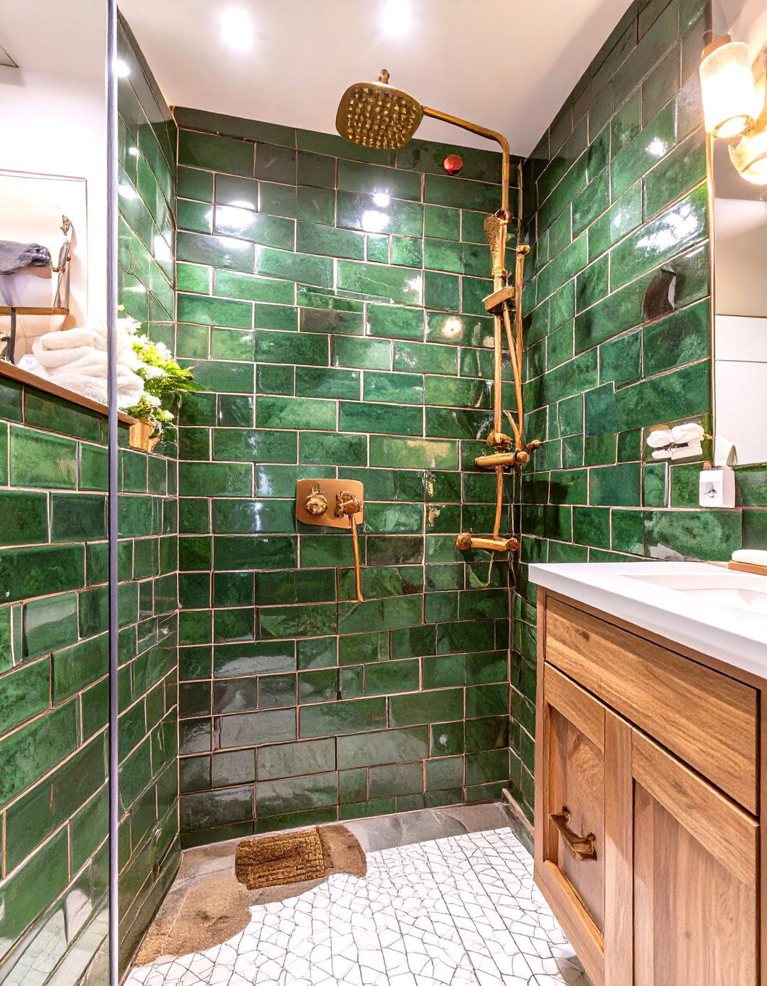 Emerald Green Glazed Shower Wall Tile - 30 shower wall tile ideas