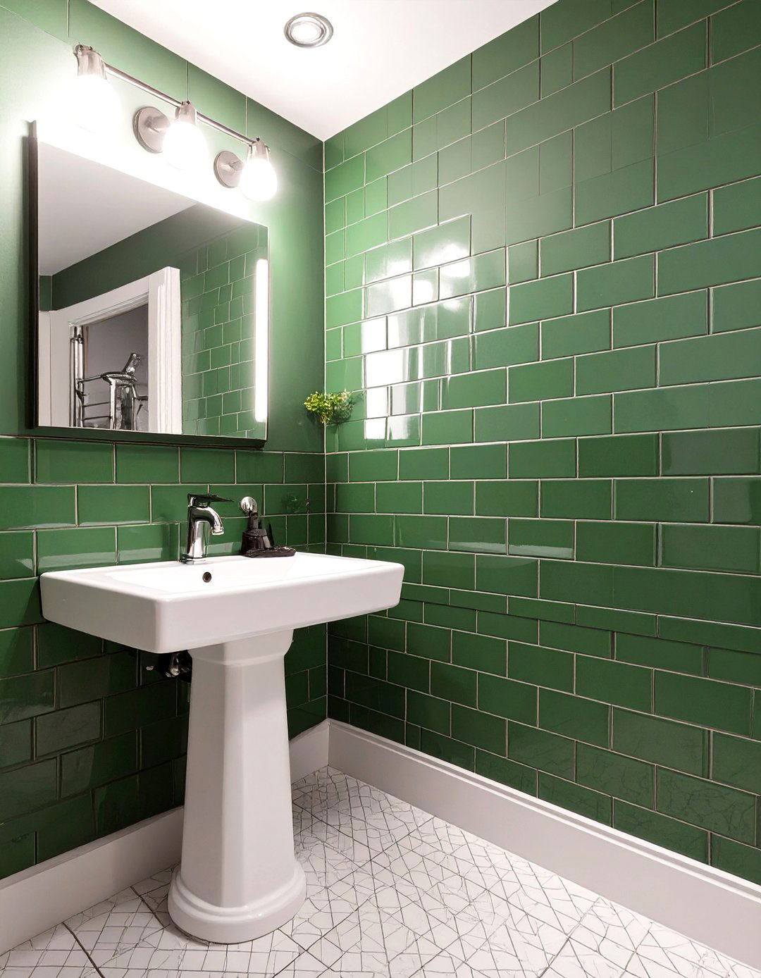 Emerald Green Subway Tile Bathroom - 30 dark green bathroom ideas