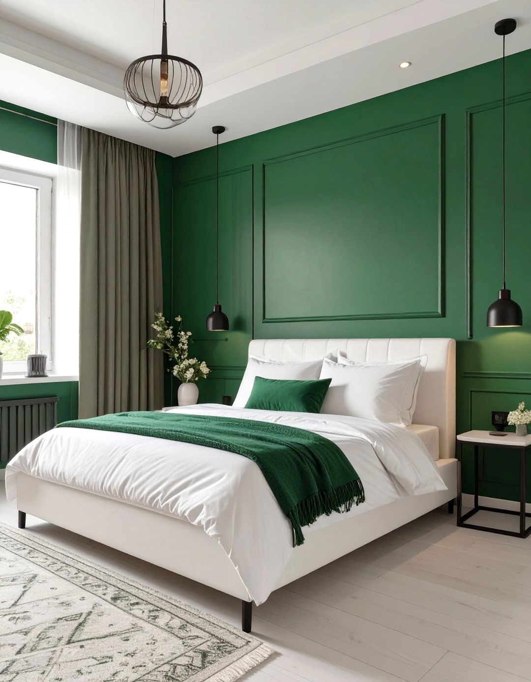 Emerald Green and White Bedroom - 30 color ideas for bedroom