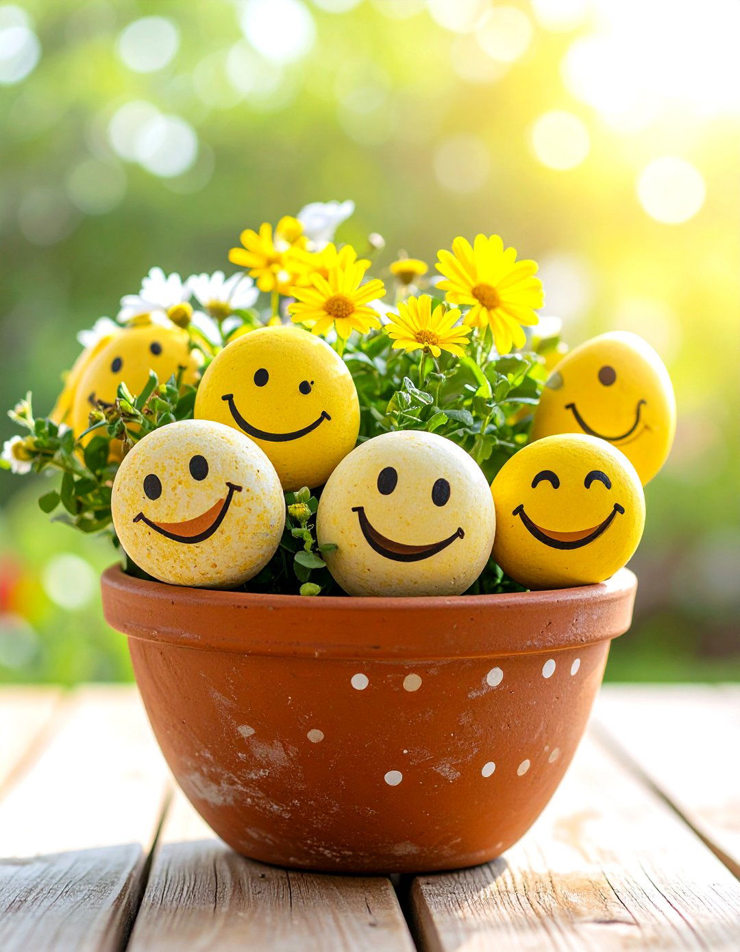 Emoji Painted Rocks - 30 rock painting ideas for garden