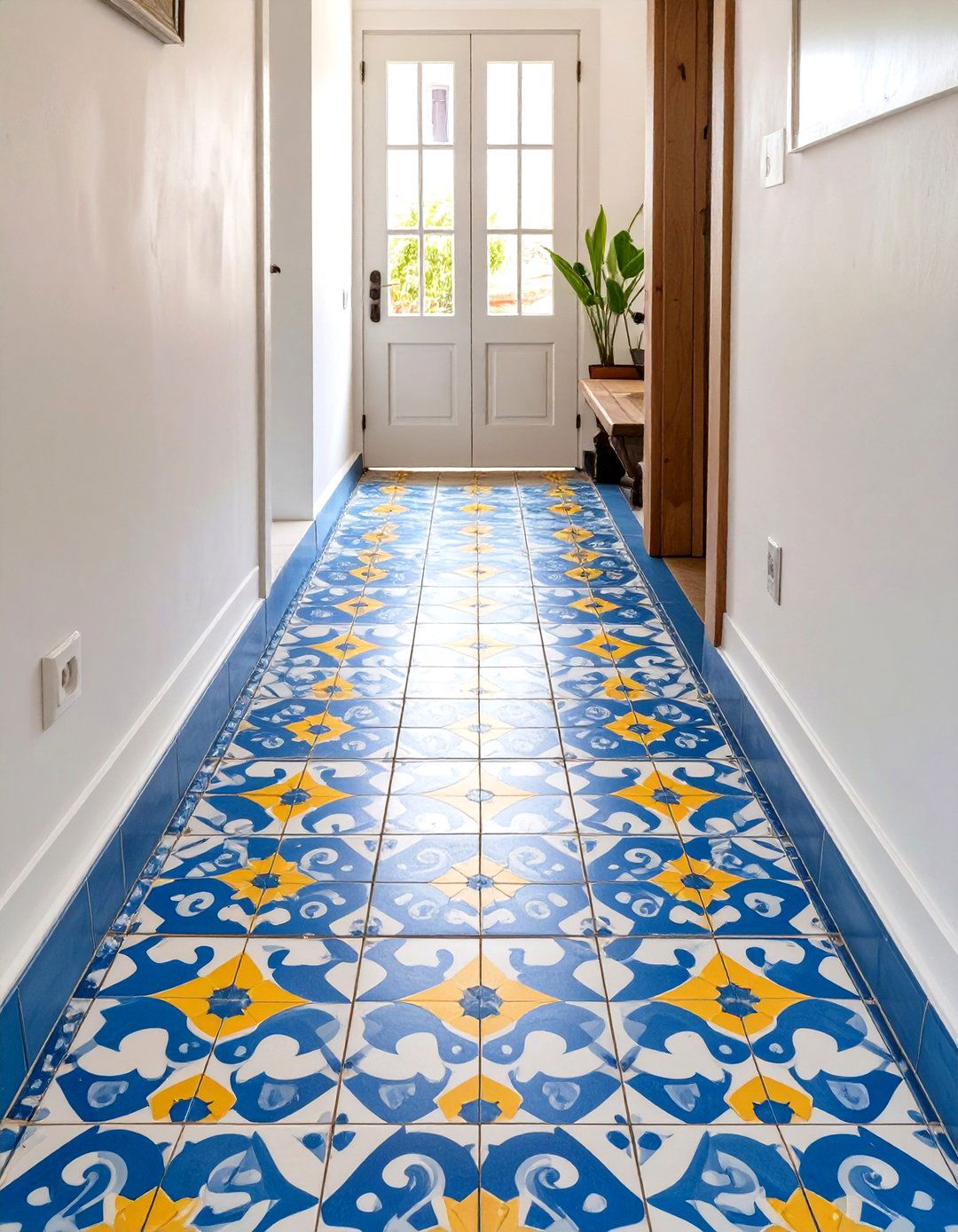 Encaustic Look Cement Tile Floor - 30 small entryway tile floor ideas