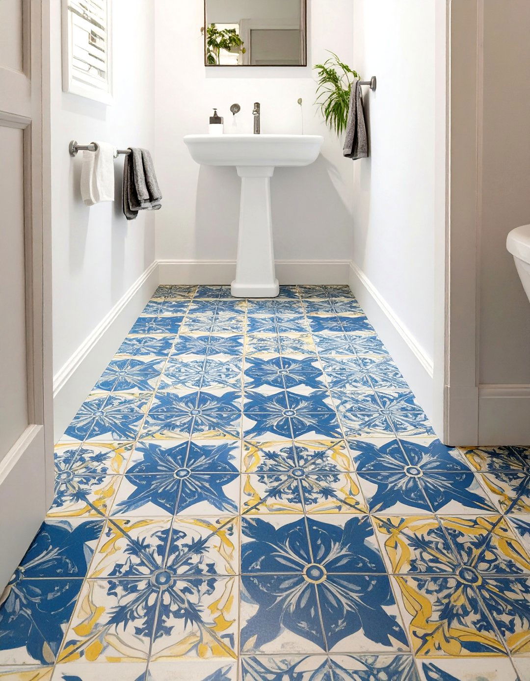 Encaustic Look Porcelain Bathroom Floor - 30 bathroom floor ideas