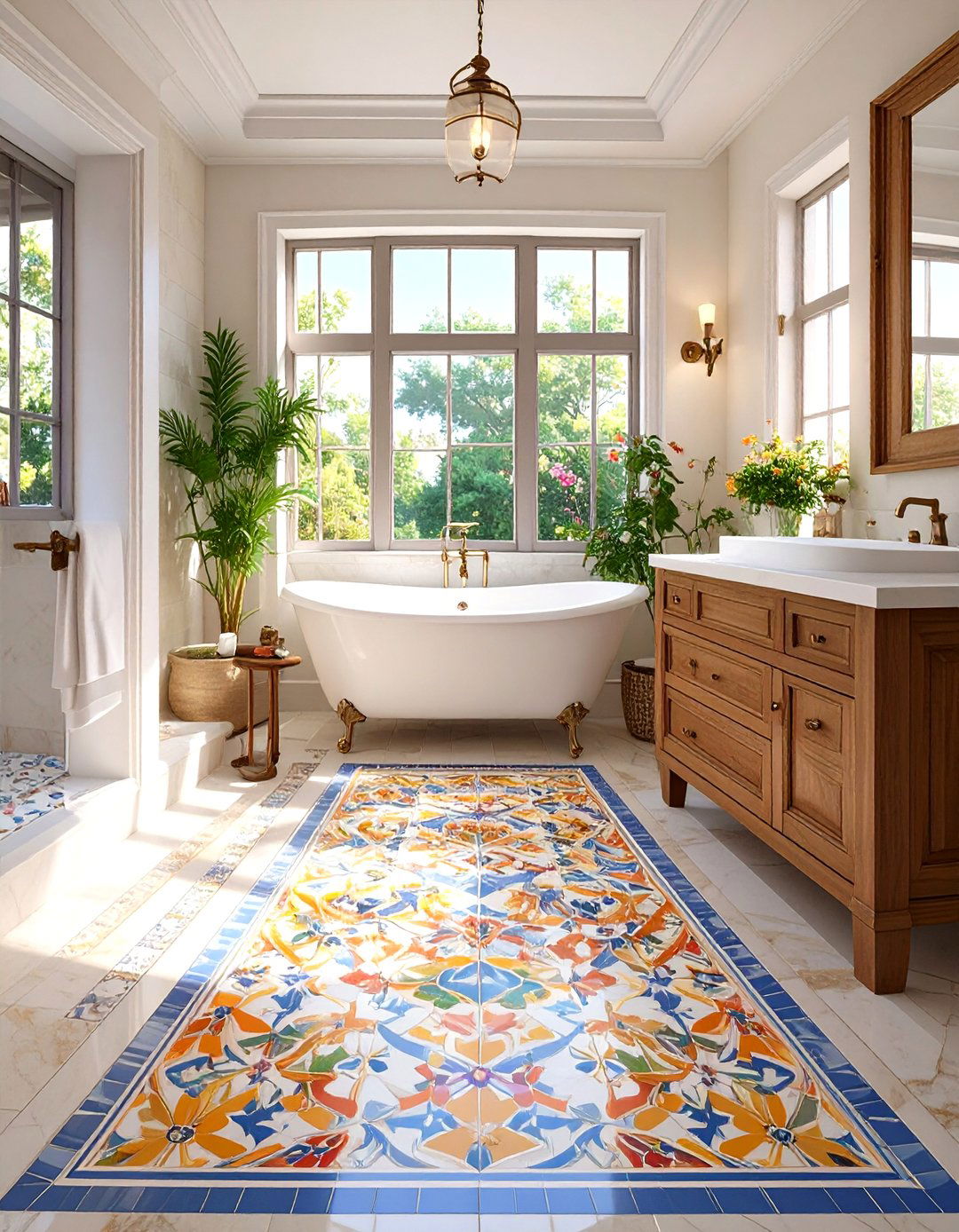Encaustic Look Porcelain Bathroom Flooring - 30 bathroom flooring ideas