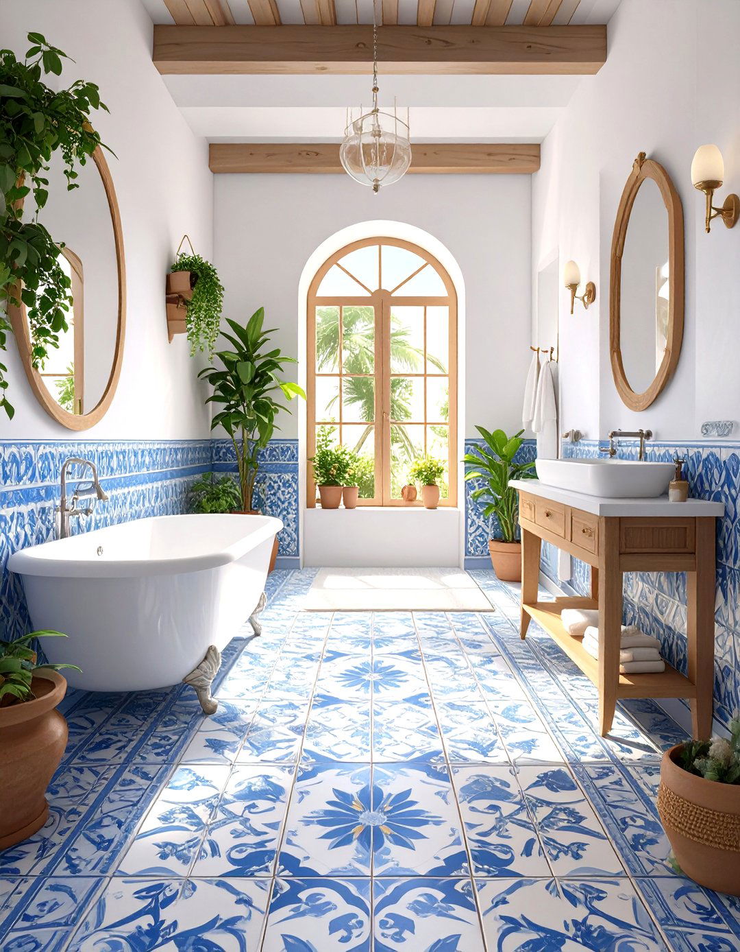 Encaustic Style Patterned Tiles - 30 small bathroom floor tile ideas