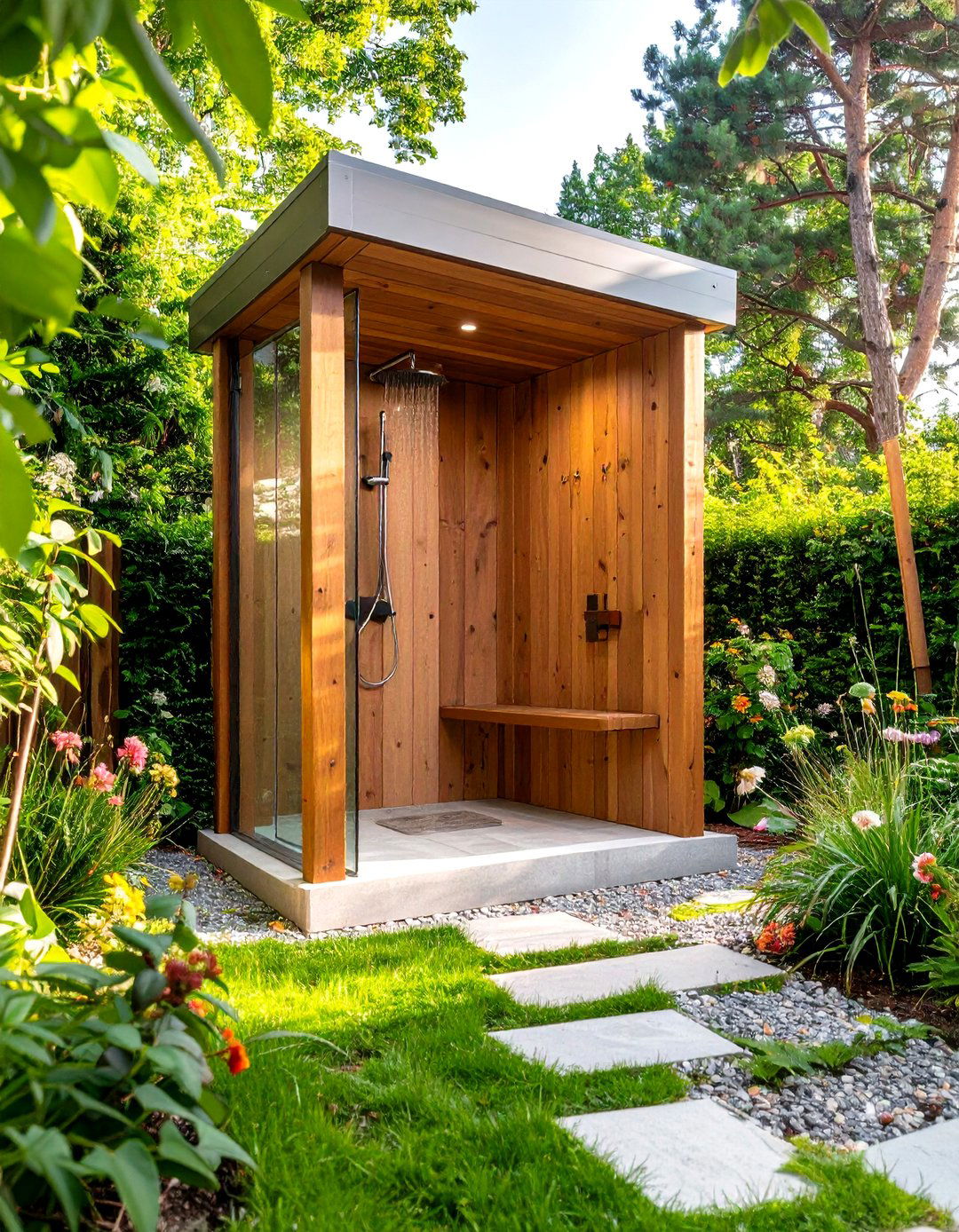 Enclosed Changing Area Outdoor Shower - 30 outdoor showers ideas