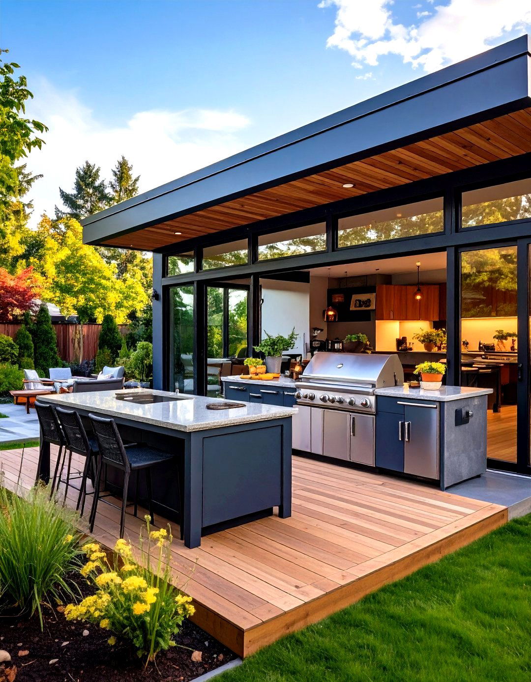 Enclosed Patio with an Outdoor Kitchen - 30 patio enclosure ideas