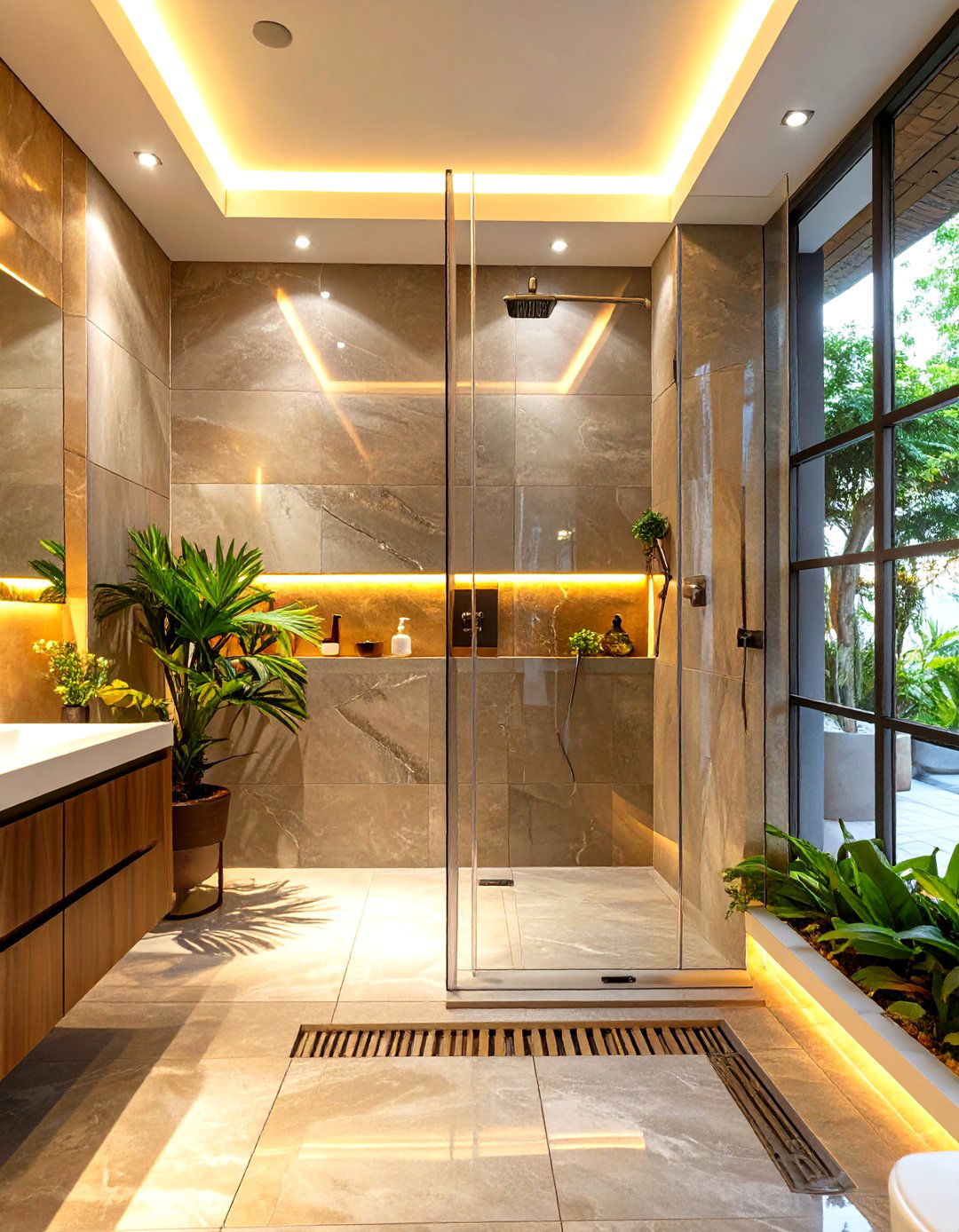 Enclosure with a Channel Drain - 30 shower enclosure ideas
