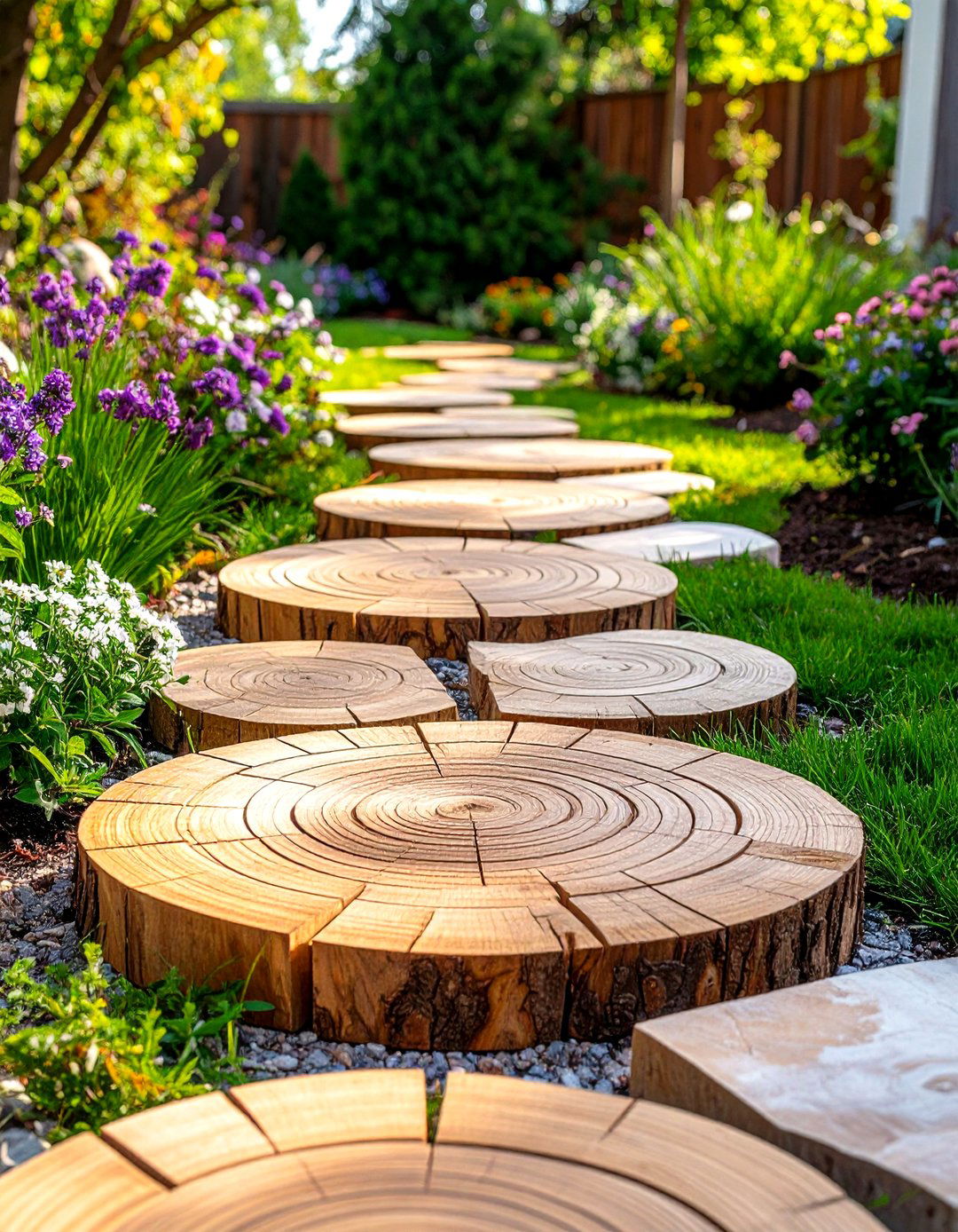 End Grain Wood Block Garden Walkway - 30 garden walkway ideas