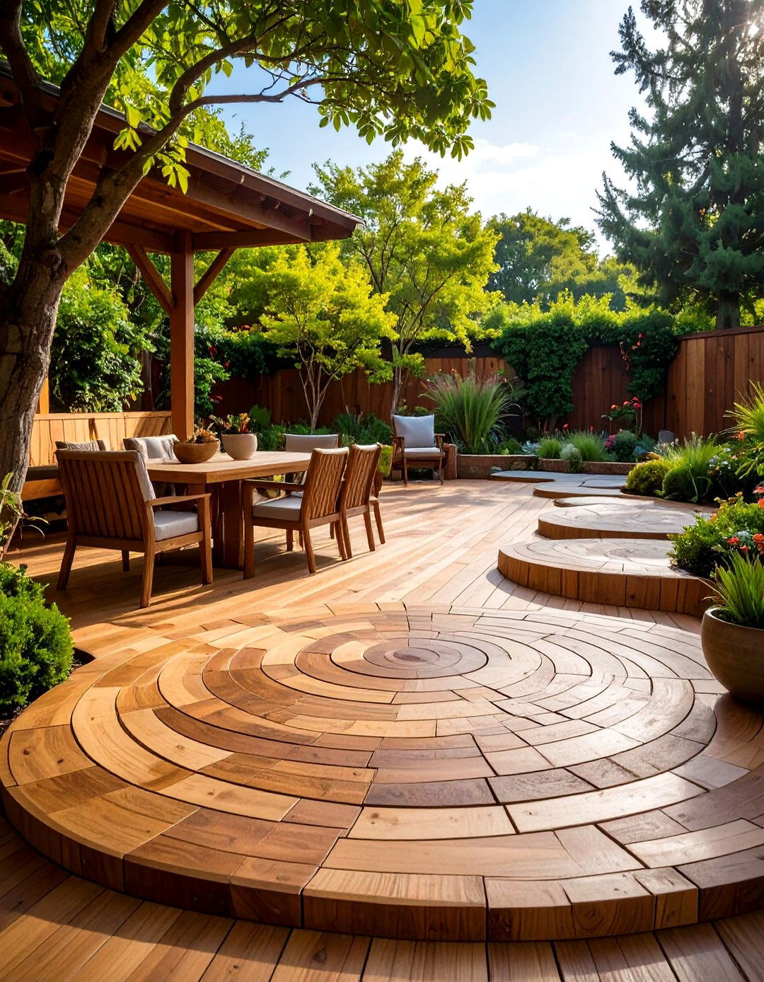 End Grain Wood Block Paving - 30 backyard floor ideas