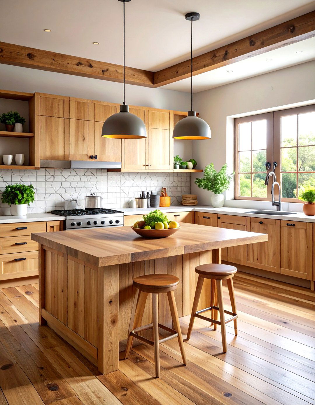 End Grain Wood Tile Backsplash - 30 rustic backsplash ideas