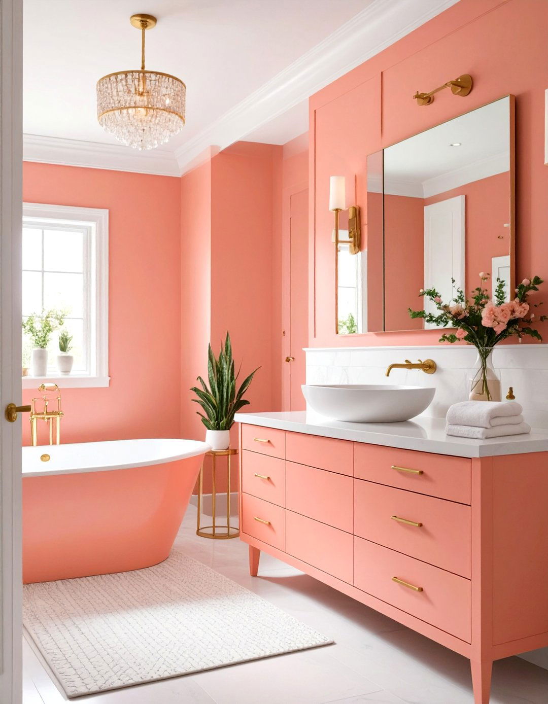 Energizing Coral Bathroom - 30 bathroom paint color ideas