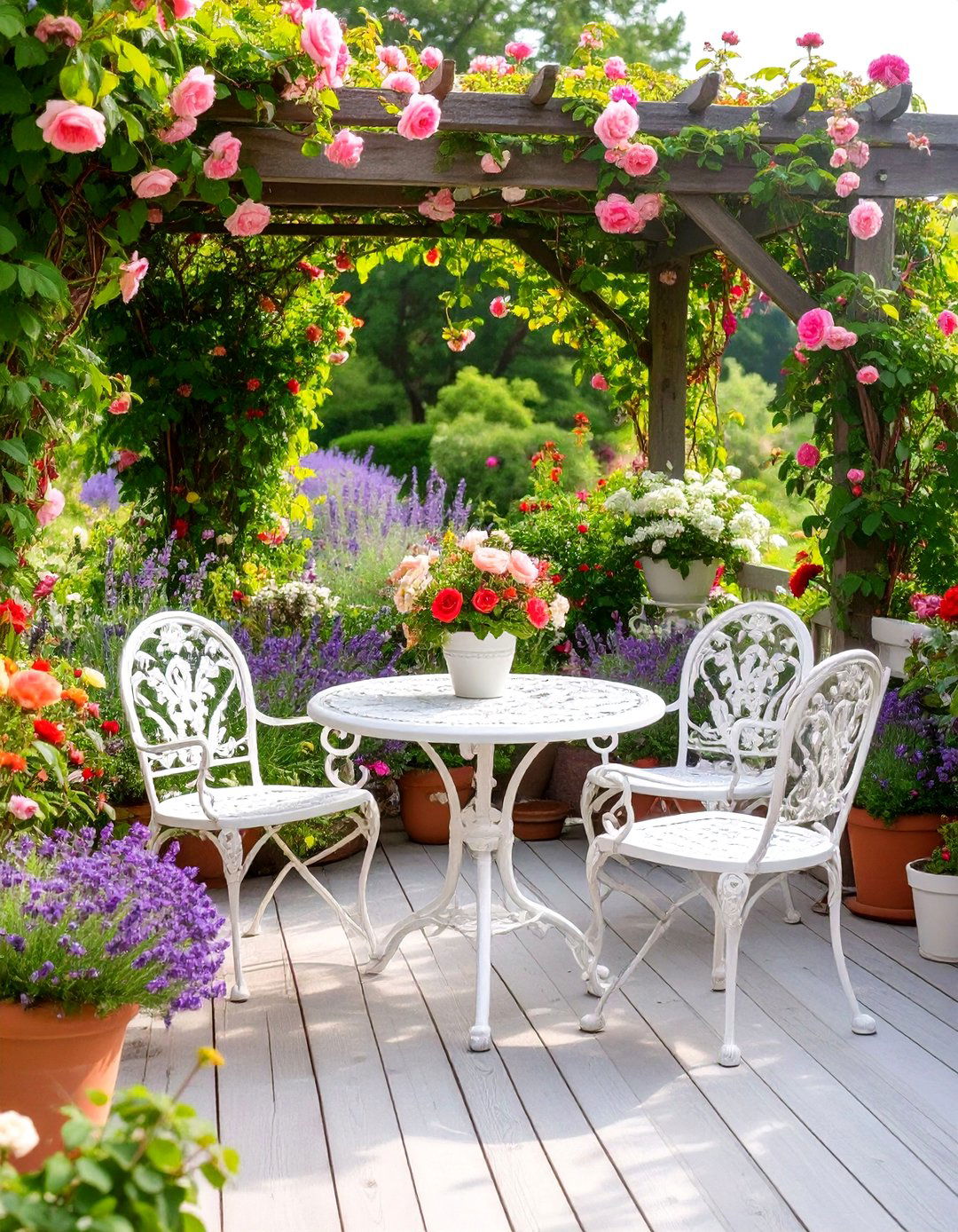 English Cottage Garden Deck - 30 deck decorating ideas
