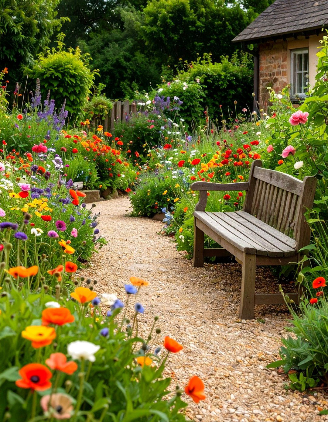 English Cottage Gravel Garden - 30 low budget backyard designs with gravel