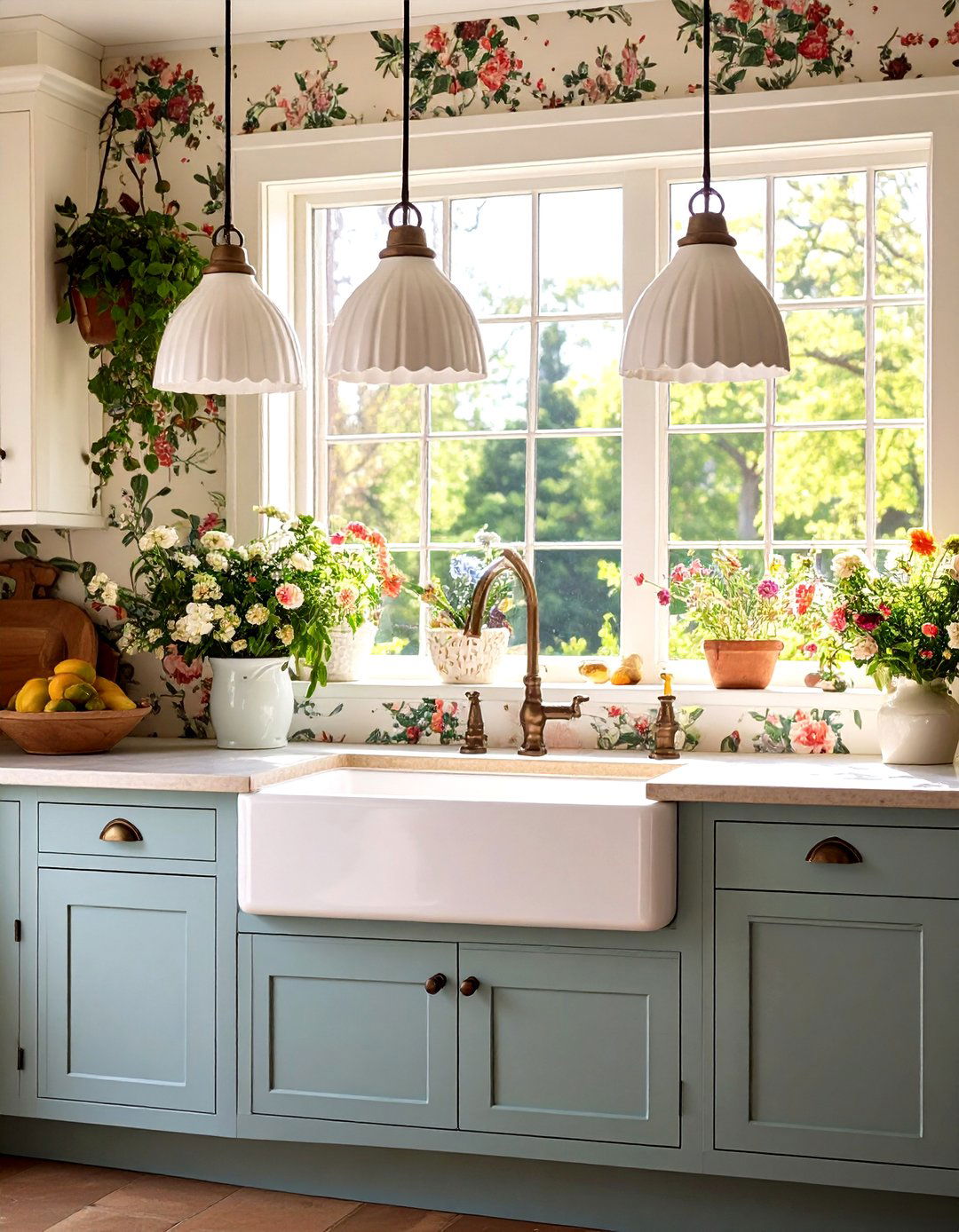 English Cottage Kitchen Ceramic Pendants - 30 kitchen light ideas