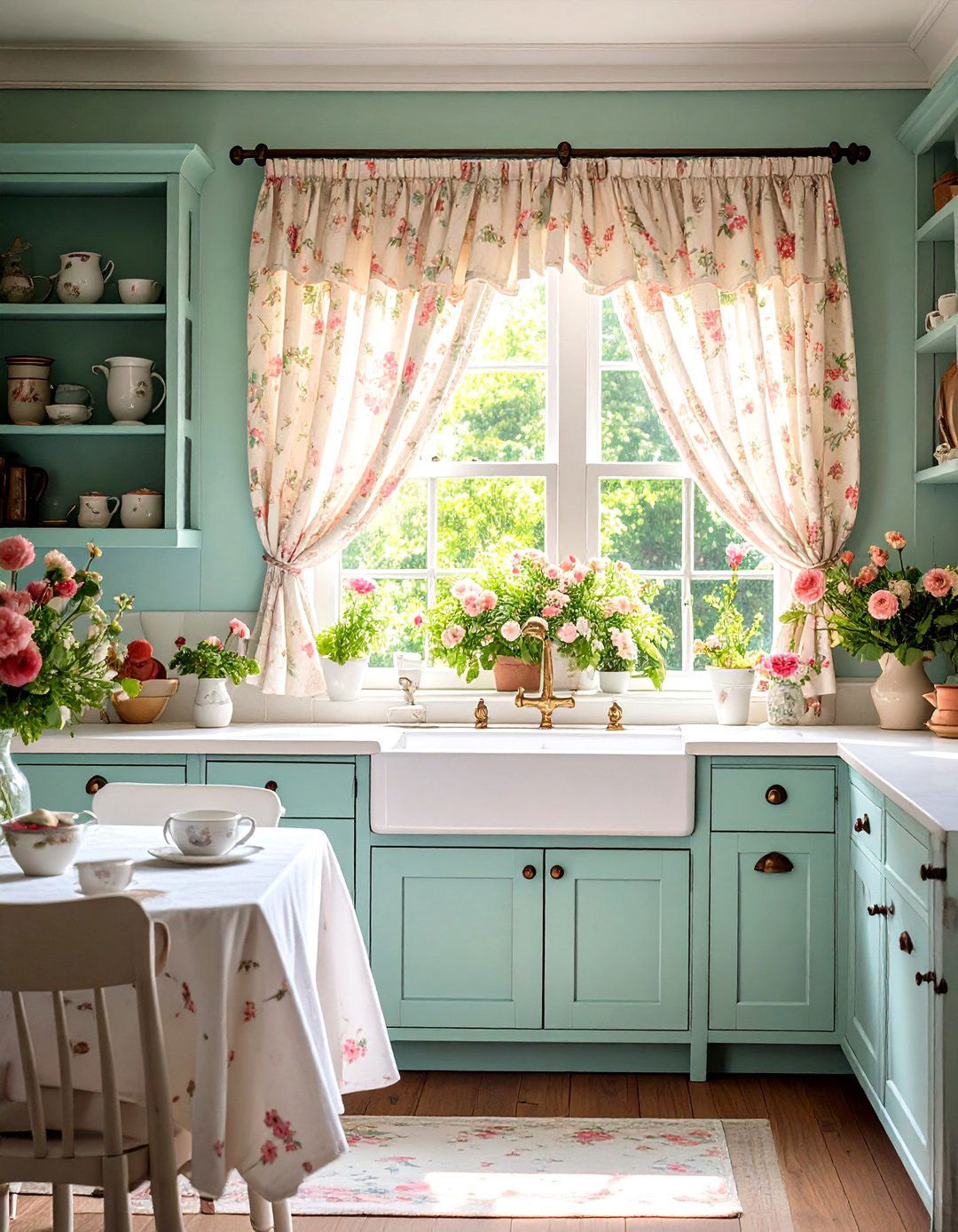 English Cottage Kitchen Floral Curtains - 30 kitchen curtain ideas