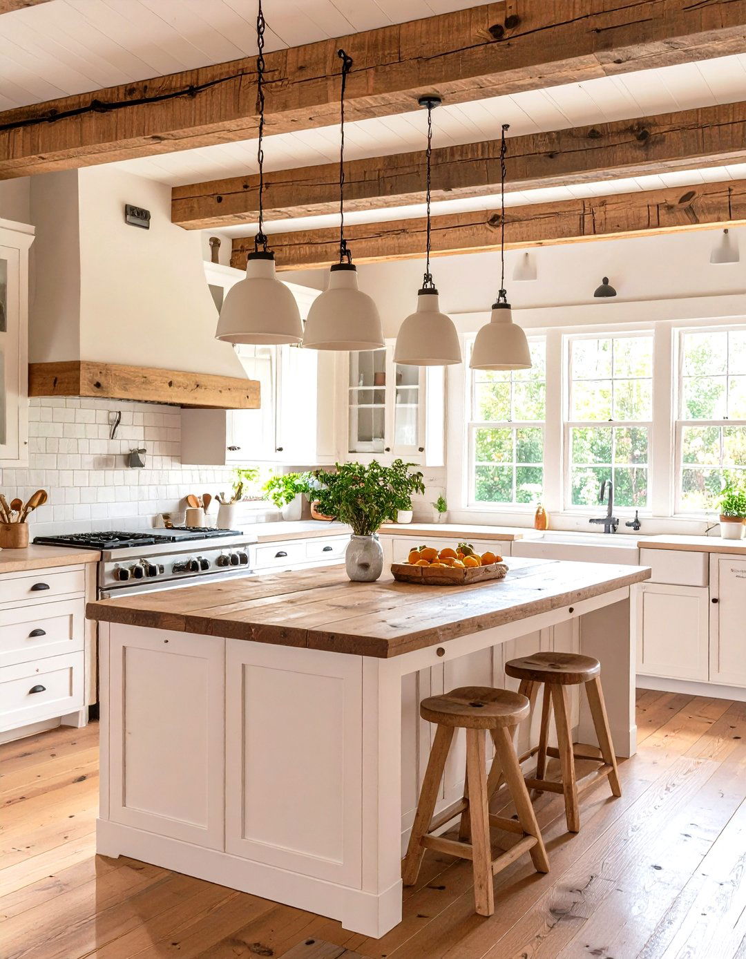 English Cottage Kitchen with Ceramic Pendants - 30 kitchen lighting design ideas