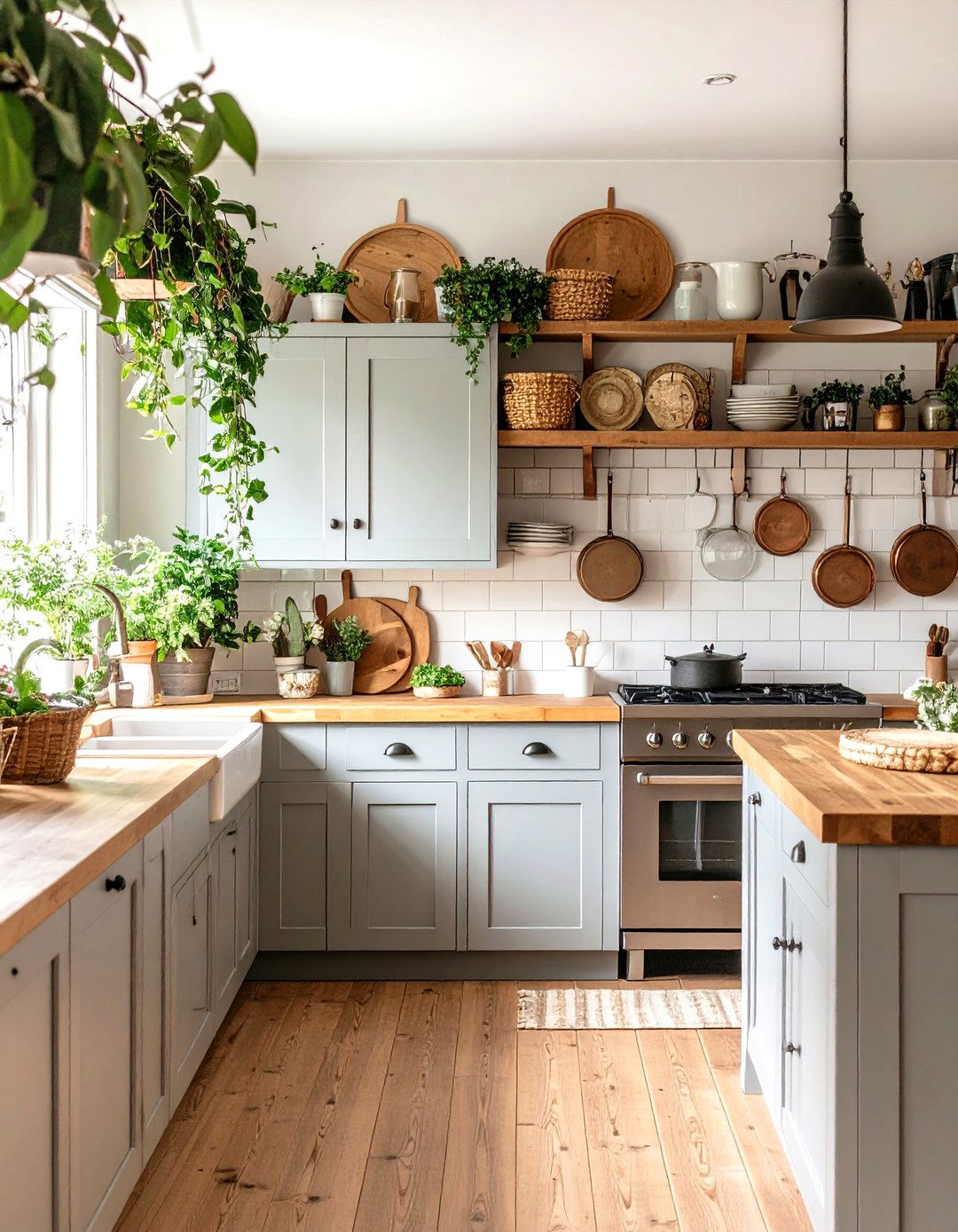 English Country Gray Kitchen with a Plate Rack - 30 gray kitchen cabinets ideas